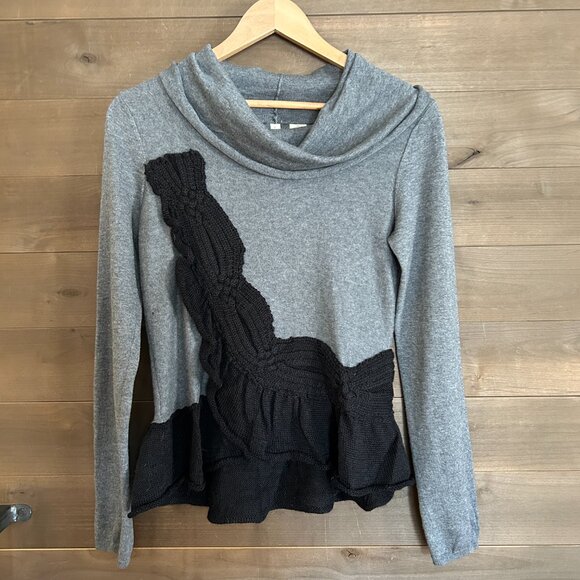 MOTH Anthropologie Cable Peplum Sweater Top Cashmere Blend - Picture 2 of 5